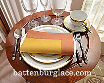 Multicolored Hemstitch Dinner Napkin.Honey Gold & Burnt Orange